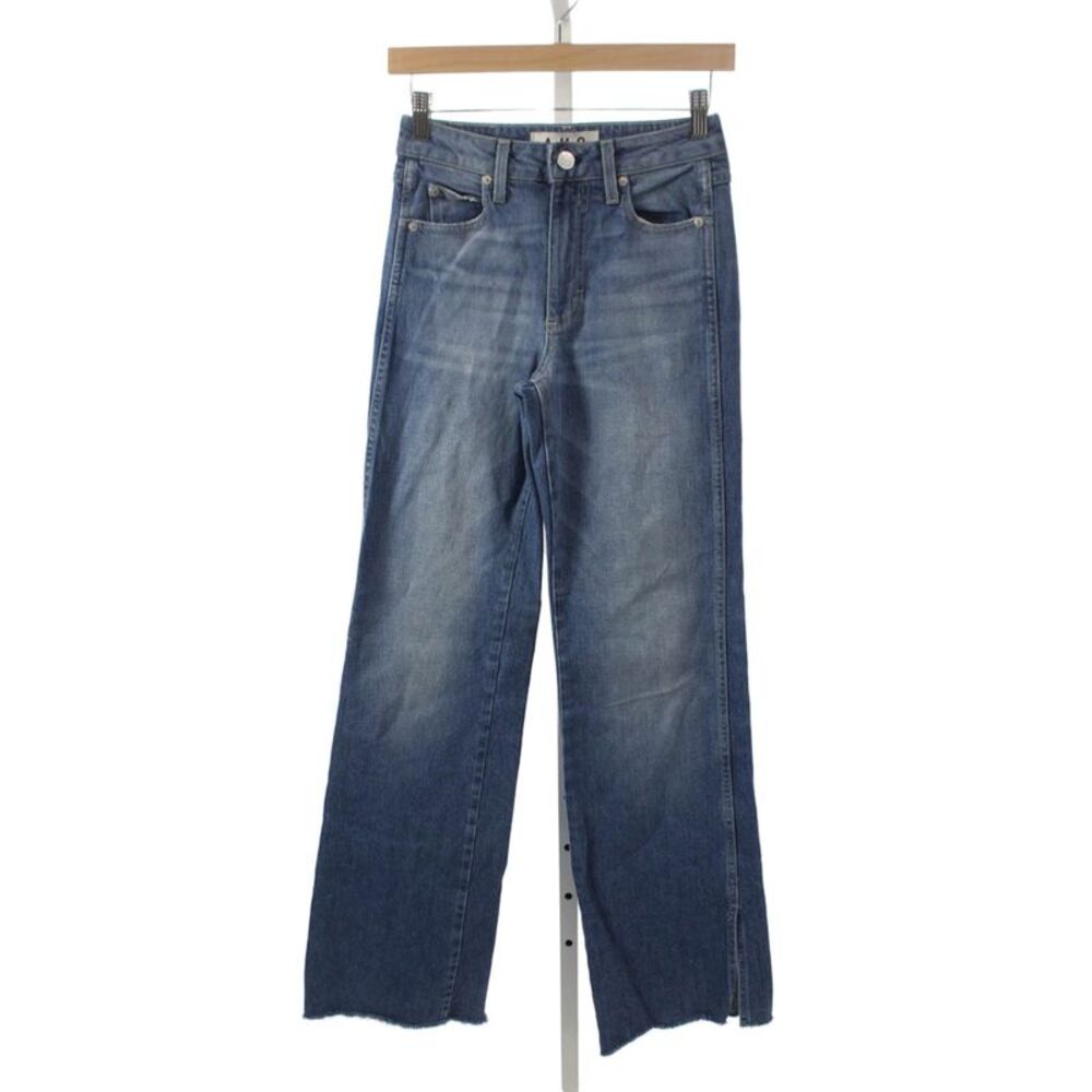 Amo Women Flared Jeans Blue Cotton Mid Rise 33 Inseam Size 24